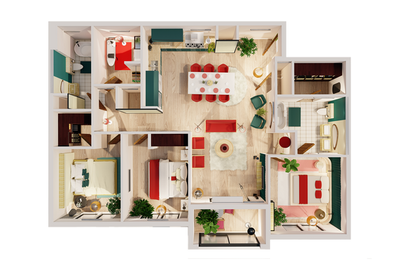 3D Furnished Floor Plan